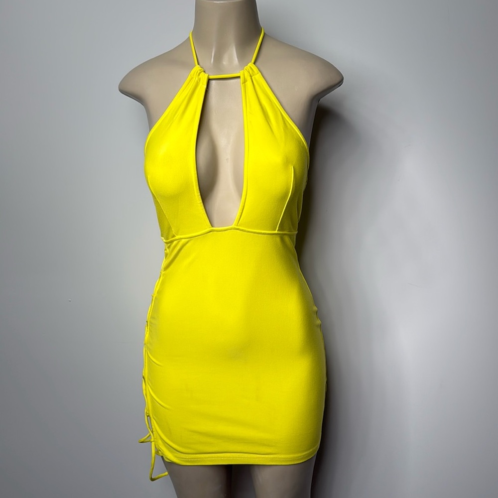 h.ours small yellow mini dress